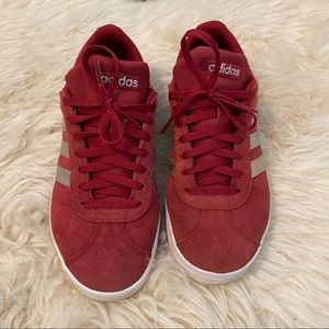 Adidas suede red/silver shoes